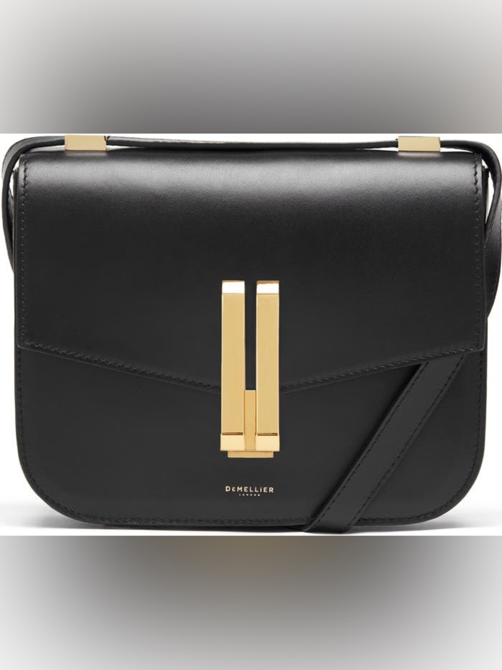 DeMellier Vancouver Crossbody Bag Black Leather with Gold Hardware